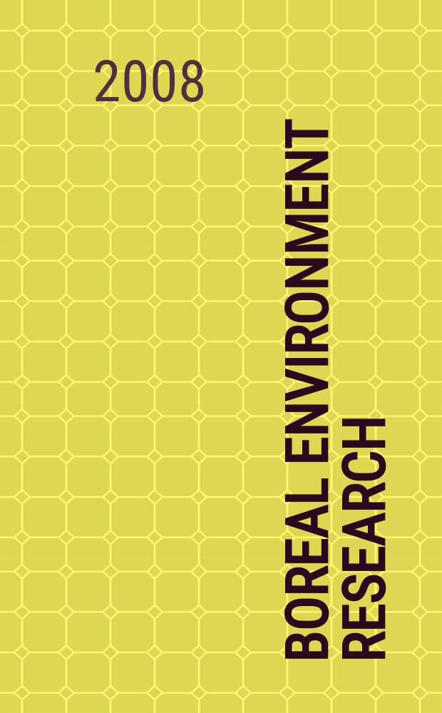 Boreal environment research : An intern. interdisciplinary j. Vol. 13, № 5