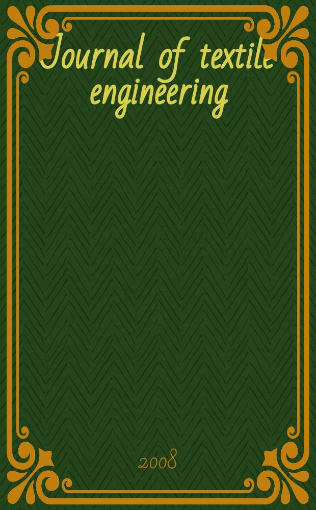Journal of textile engineering : Retitled from "J. of the Textile machinery soc. of Japan". Vol. 54, № 2