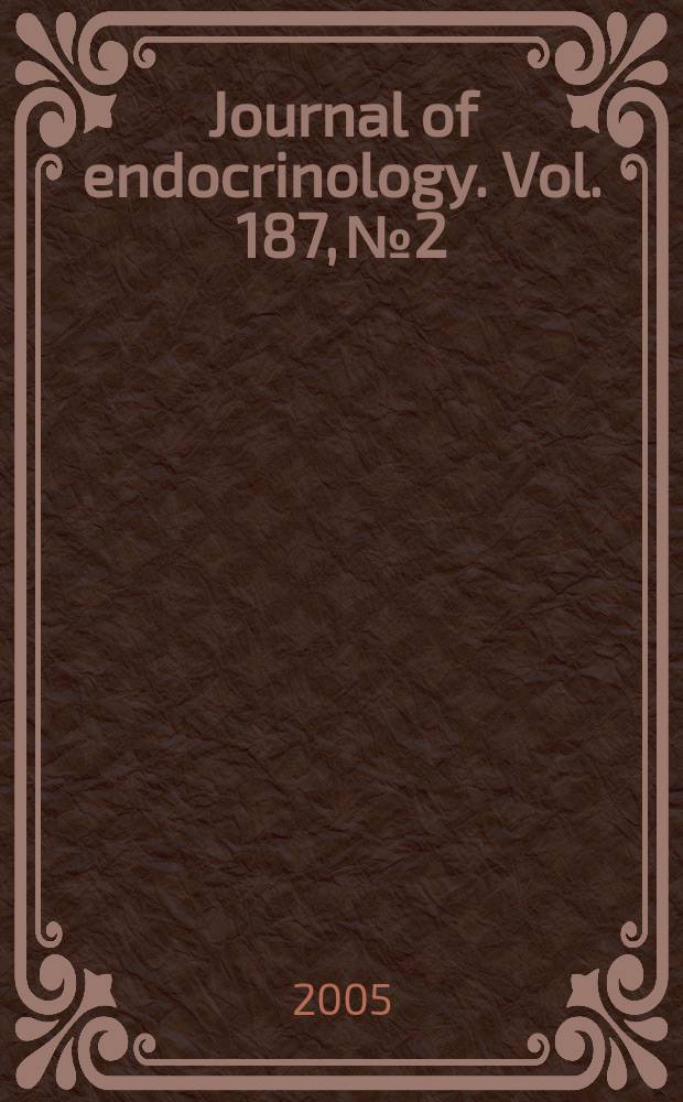 Journal of endocrinology. Vol. 187, № 2