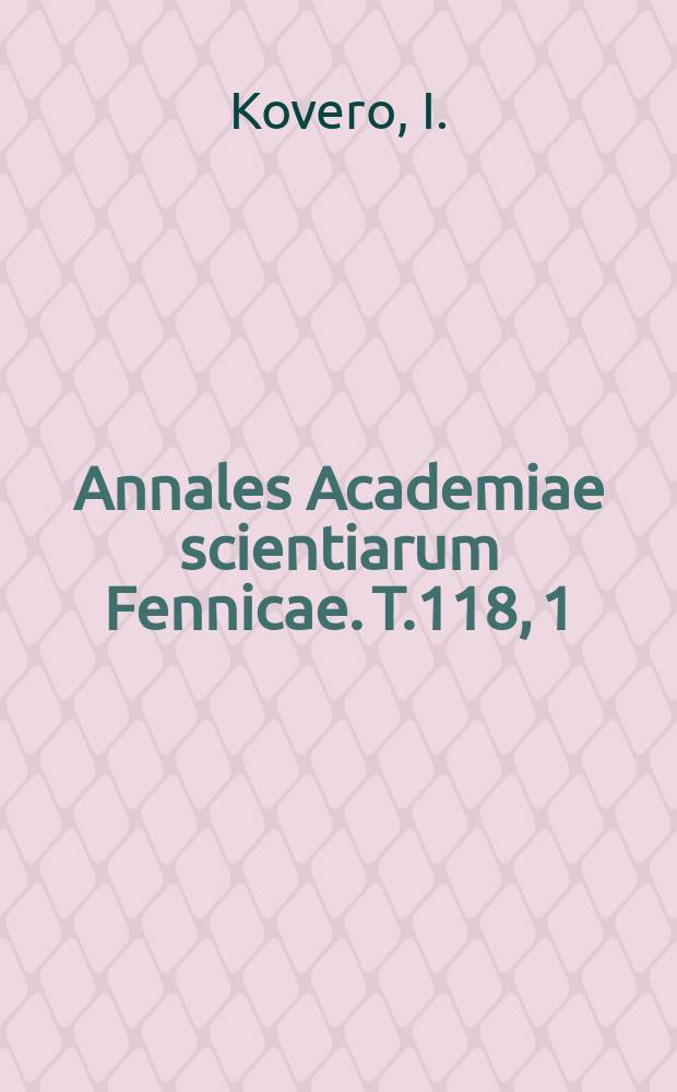 Annales Academiae scientiarum Fennicae. T.118, 1 : Public expenditures and the burden theory