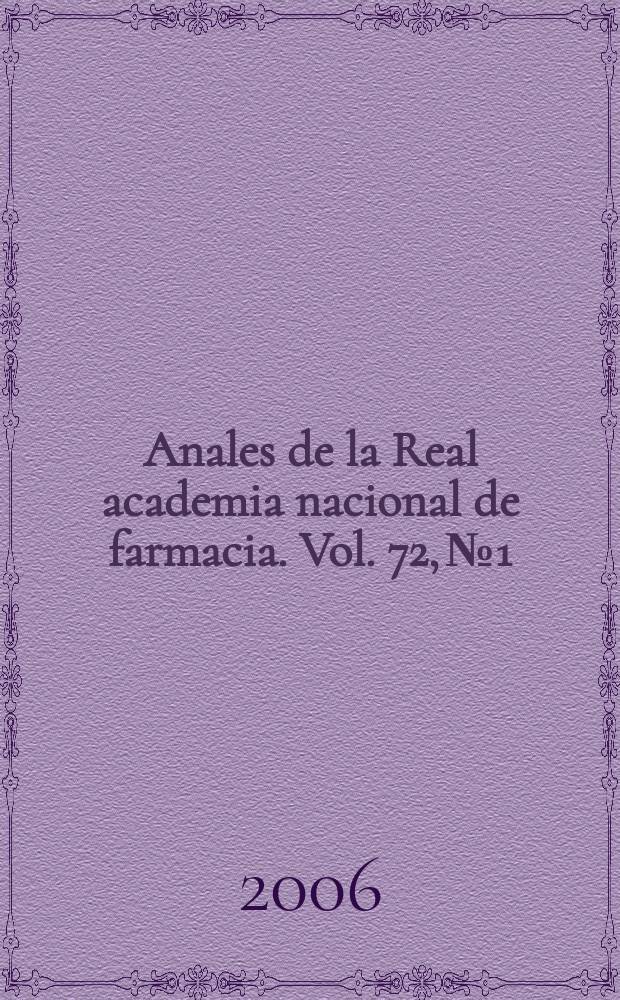 Anales de la Real academia nacional de farmacia. Vol. 72, № 1