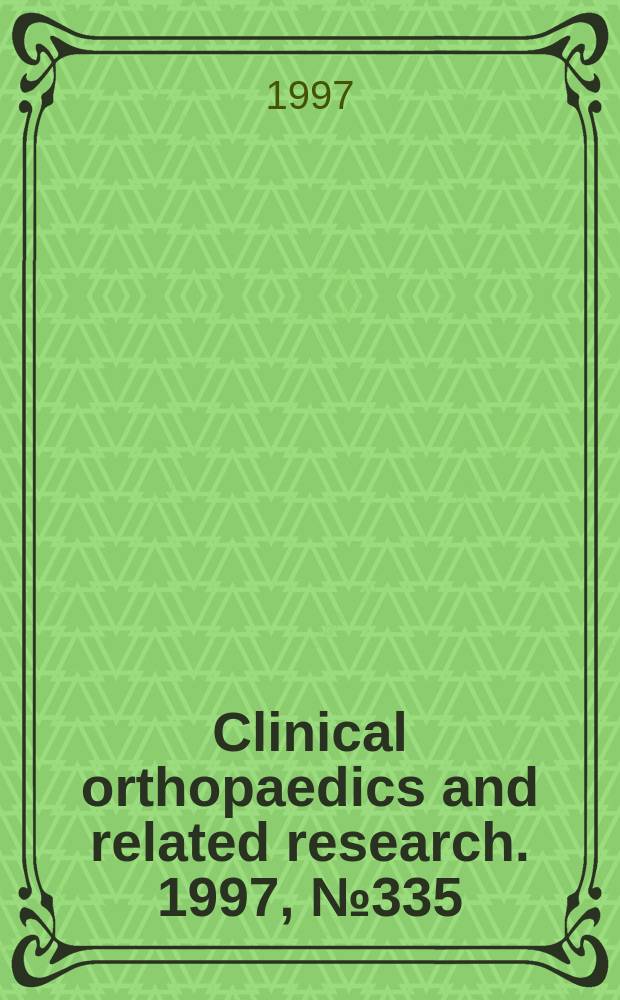 Clinical orthopaedics and related research. 1997, № 335