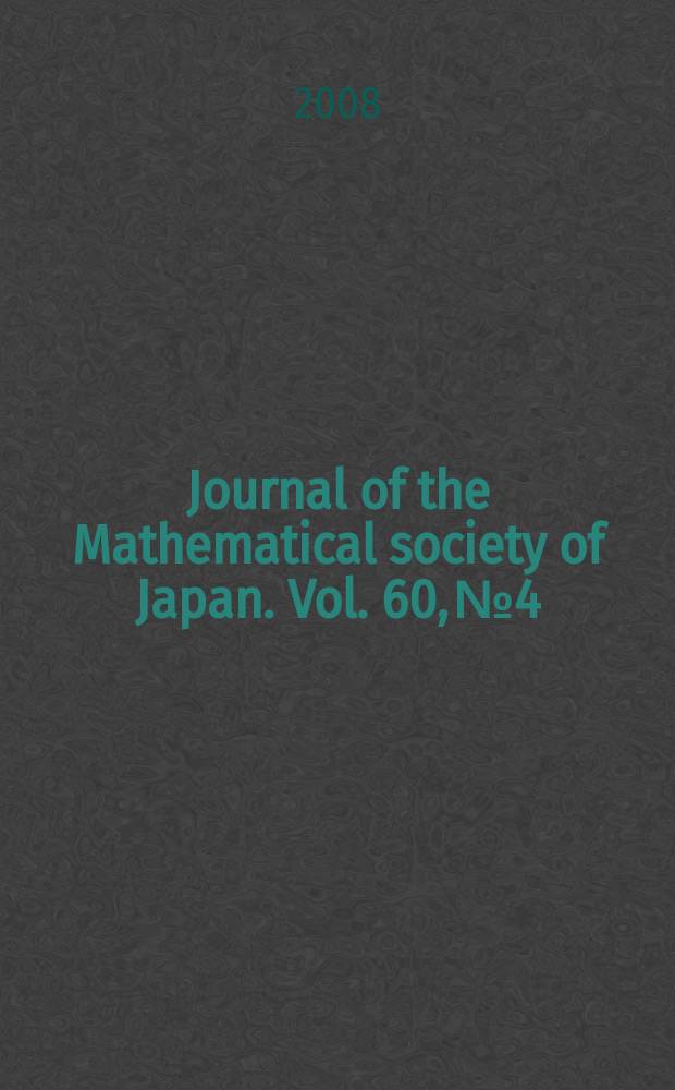 Journal of the Mathematical society of Japan. Vol. 60, № 4