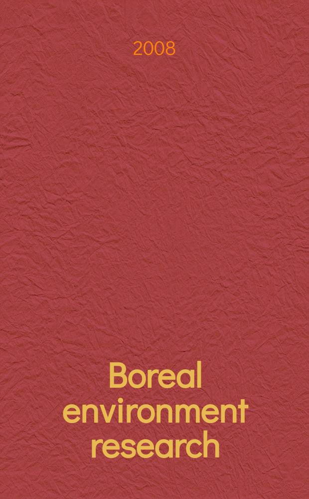 Boreal environment research : An intern. interdisciplinary j. Vol. 13, suppl. B
