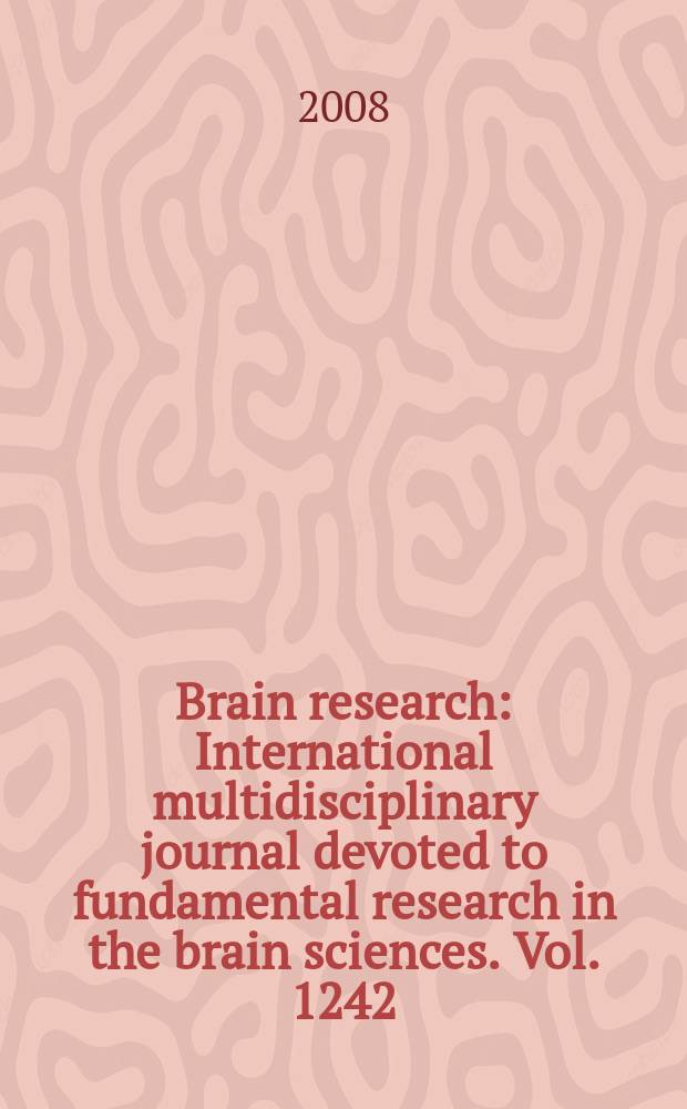 Brain research : International multidisciplinary journal devoted to fundamental research in the brain sciences. Vol. 1242 : Multisensory integration = Мультисенсорная интеграция