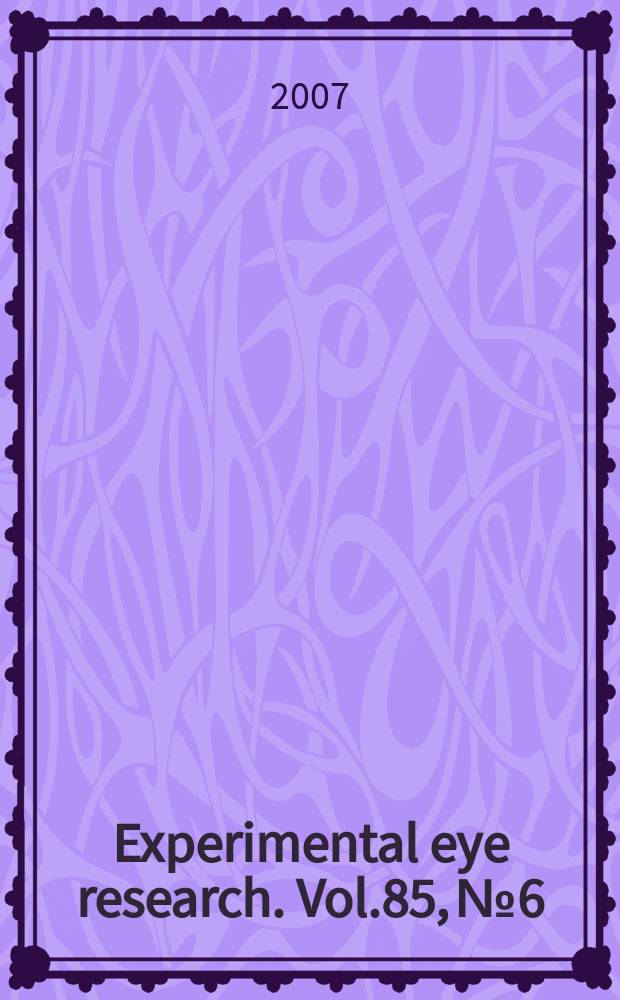 Experimental eye research. Vol.85, № 6