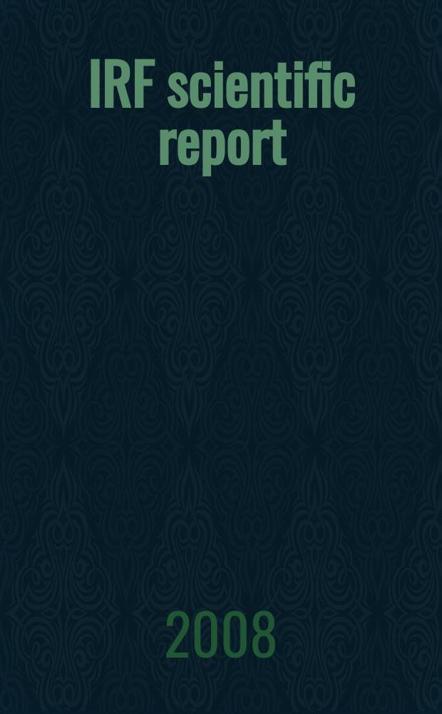 IRF scientific report : Studies of planetary waves in ozone and temperature fields as observed by the Odin satellite in 2002-2007 = Изучение планетарных волн в озоне и температурных полях из наблюдений спутника Один в 2002-2007
