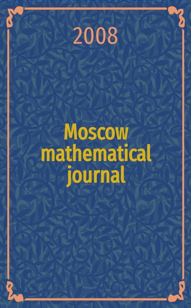 Moscow mathematical journal : MMJ. Vol. 8, № 1