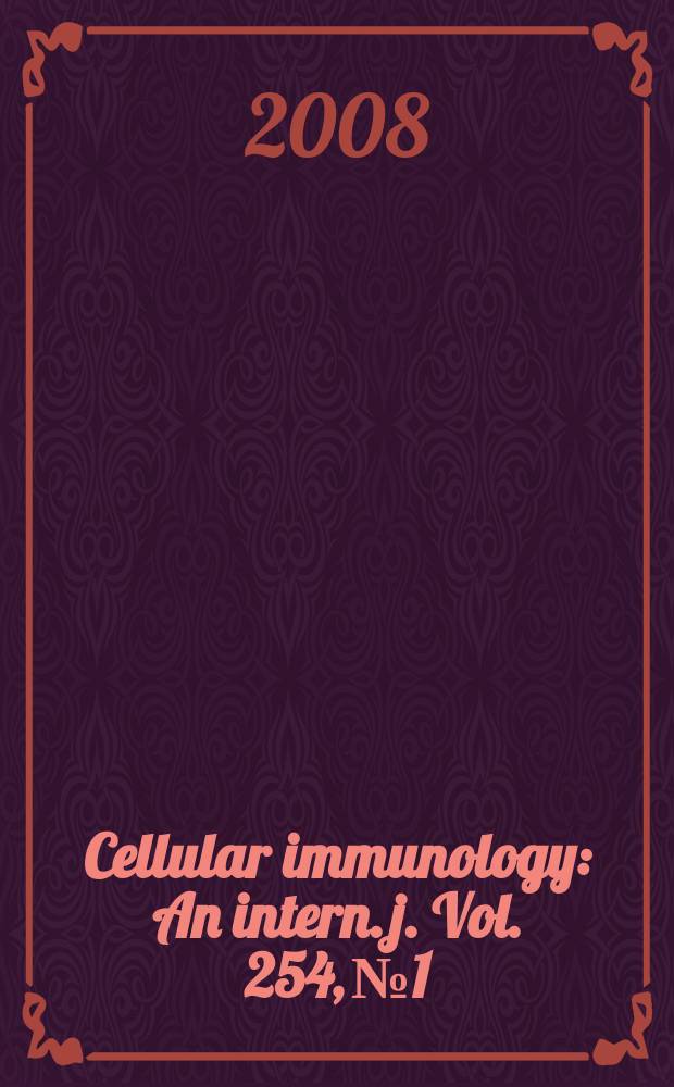 Cellular immunology : An intern. j. Vol. 254, № 1