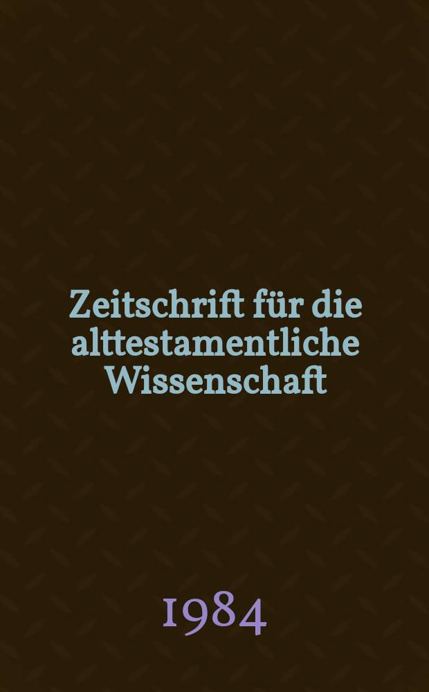 Zeitschrift f&uuml;r die alttestamentliche Wissenschaft : Habiru-Hebr&auml;er