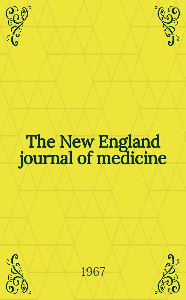 The New England journal of medicine : Formerly the Boston medical a. surgical journal. Vol. 277, № 18