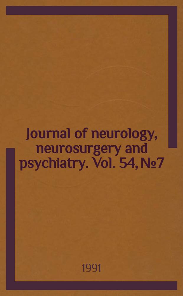 Journal of neurology, neurosurgery and psychiatry. Vol. 54, № 7