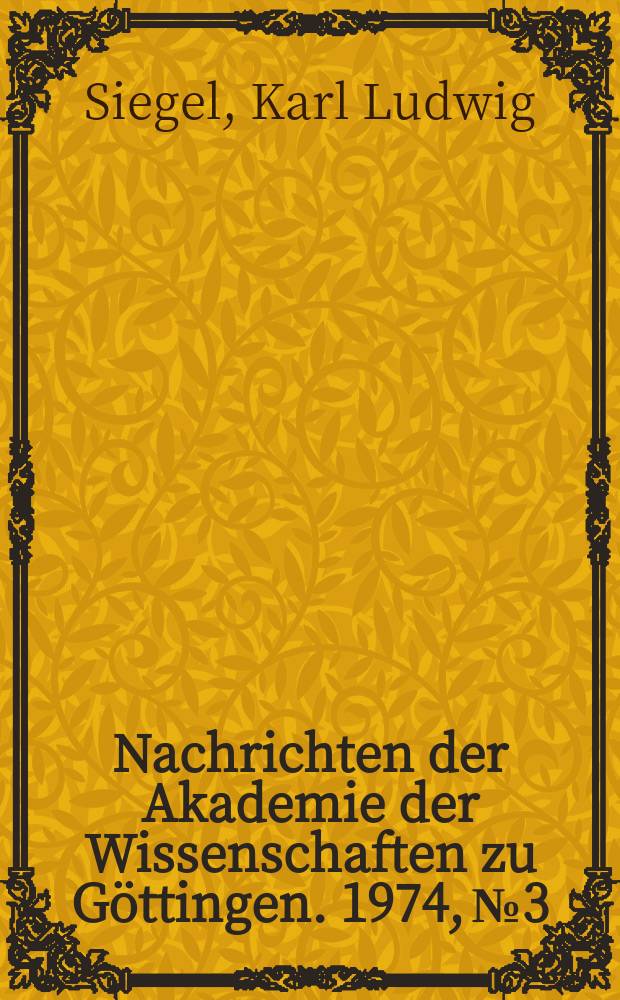 Nachrichten der Akademie der Wissenschaften zu Göttingen. 1974, №3 : Beitrag zum Problem der Stabilität