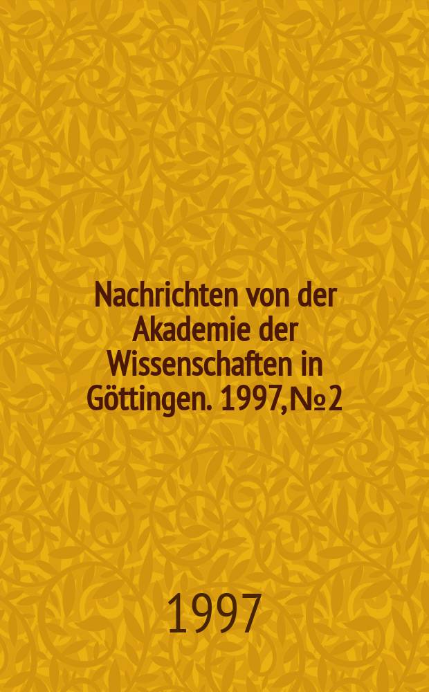 Nachrichten von der Akademie der Wissenschaften in Göttingen. 1997, №2 : La chanson de Saint Alexis