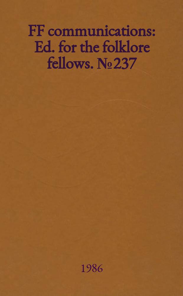 FF communications : Ed. for the folklore fellows. №237 : Estnische Tiermärchen