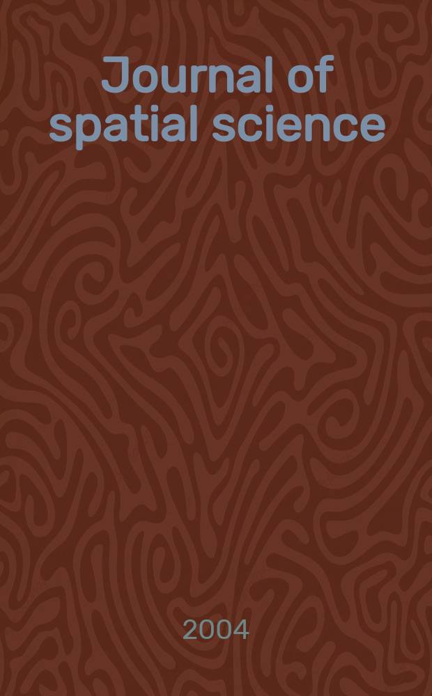 Journal of spatial science : Form. Cartography, The Australian surveyor : A joint publ. of the Spatial sciences inst. Australia a. the Mapping sciences inst., Australia