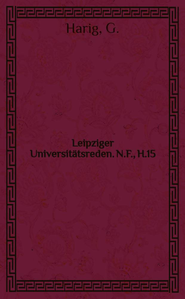 Leipziger Universit&auml;tsreden. N.F., H.15 : Dialektischer Materialismus und moderne Naturwissenschaft