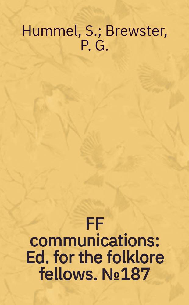 FF communications : Ed. for the folklore fellows. №187 : Games of the Tibetans