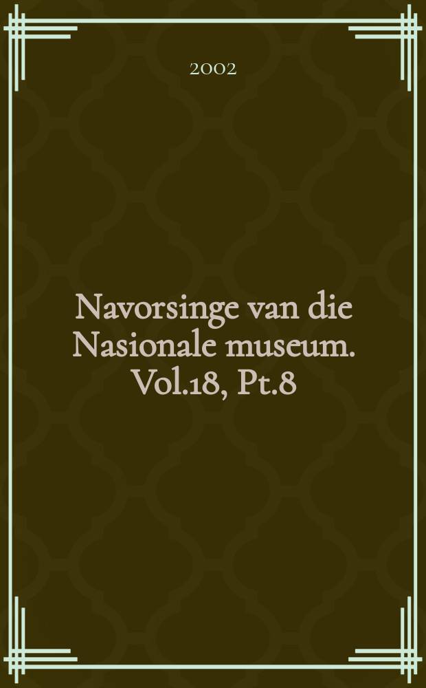 Navorsinge van die Nasionale museum. Vol.18, Pt.8 : The Opiliones (arachnida) ...