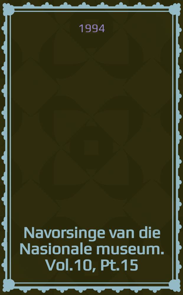 Navorsinge van die Nasionale museum. Vol.10, Pt.15 : Autogamy in Sesamum ...