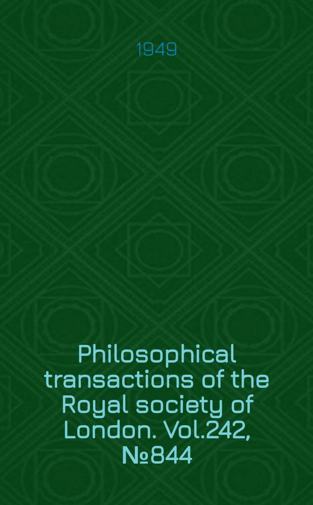 Philosophical transactions of the Royal society of London. Vol.242, №844 : Focusing effects in two-dimensional supersonic flow