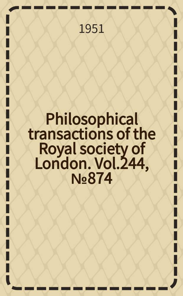 Philosophical transactions of the Royal society of London. Vol.244, №874 : The stability of Saturn's rings