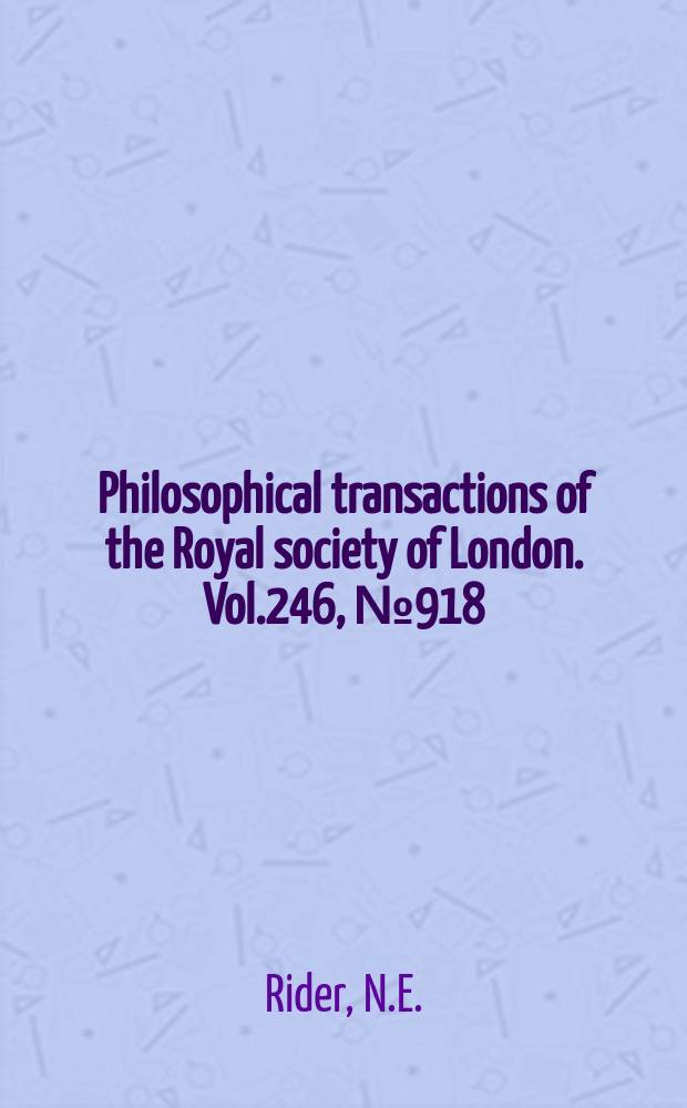 Philosophical transactions of the Royal society of London. Vol.246, №918 : Eddy diffusion of momentum, water vapour and heat near the ground