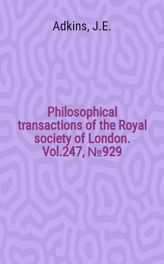 Philosophical transactions of the Royal society of London. Vol.247, №929 : Two-dimensional theory of elasticity for finite deformations