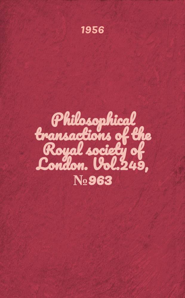 Philosophical transactions of the Royal society of London. Vol.249, №963 : An investigation of wind structure in the trades Anegada 1953