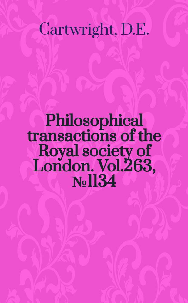 Philosophical transactions of the Royal society of London. Vol.263, №1134 : A unified analysis of tides and surges round north and east Britain