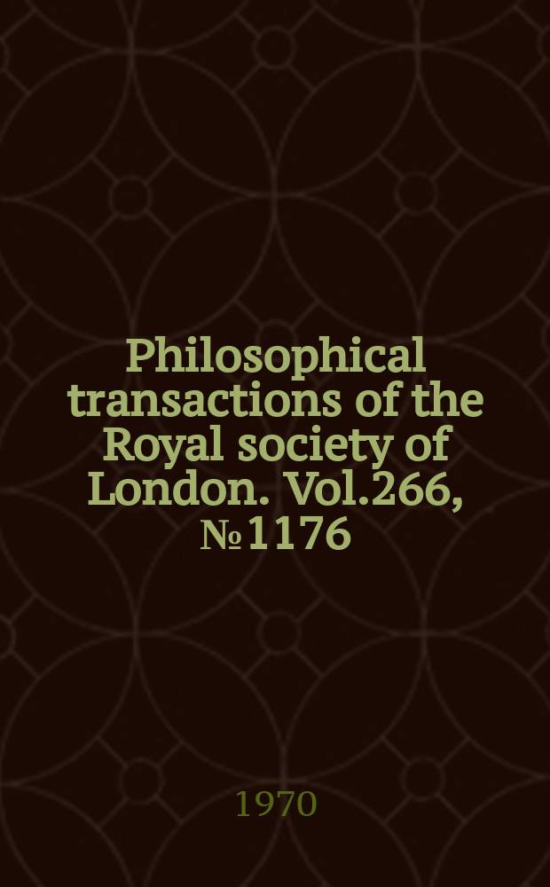 Philosophical transactions of the Royal society of London. Vol.266, №1176 : Metabelian groups and varieties