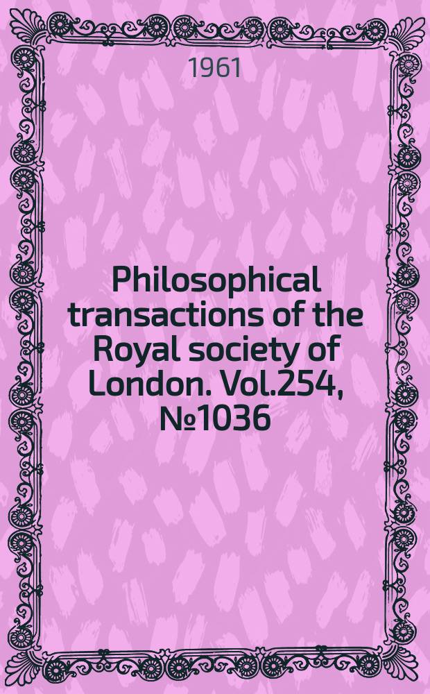 Philosophical transactions of the Royal society of London. Vol.254, №1036 : Axially symmetric plastic deformations in soils