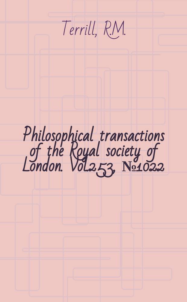 Philosophical transactions of the Royal society of London. Vol.253, №1022 : Laminar boundary-layer flow near separation with and without suction