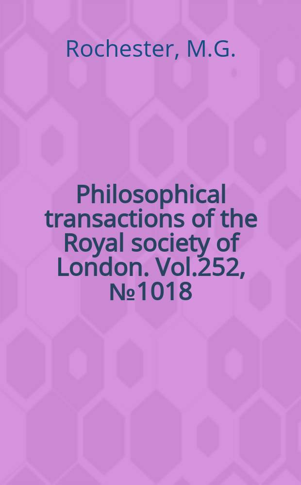 Philosophical transactions of the Royal society of London. Vol.252, №1018 : Geomagnetic westward drift and irregularities in the earth's rotation