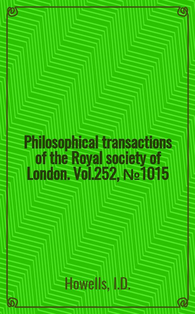 Philosophical transactions of the Royal society of London. Vol.252, №1015 : The multiple scattering of waves by weak random irregularities in the medium