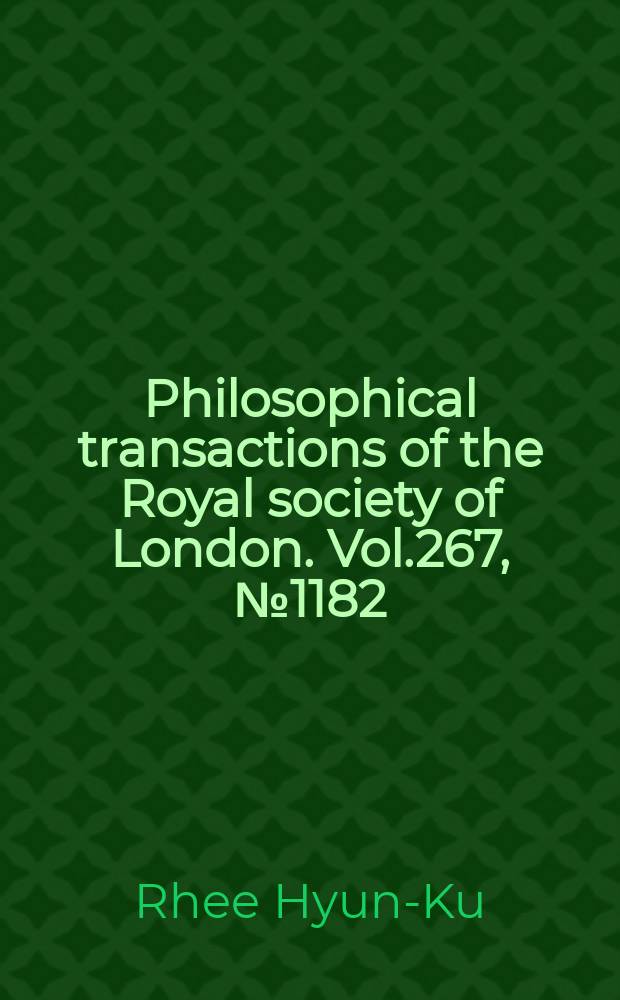 Philosophical transactions of the Royal society of London. Vol.267, №1182 : On the theory of multicomponent chromatography