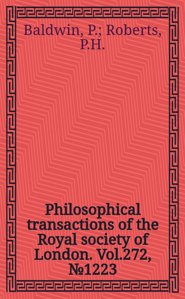 Philosophical transactions of the Royal society of London. Vol.272, №1223 : On resistive instabilities