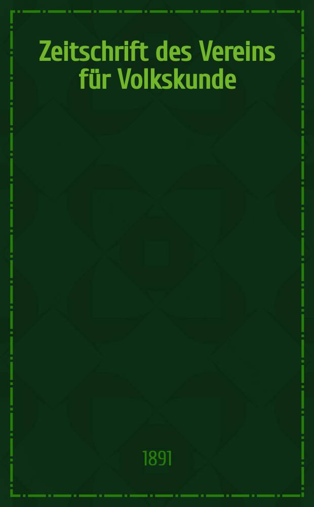 Zeitschrift des Vereins für Volkskunde