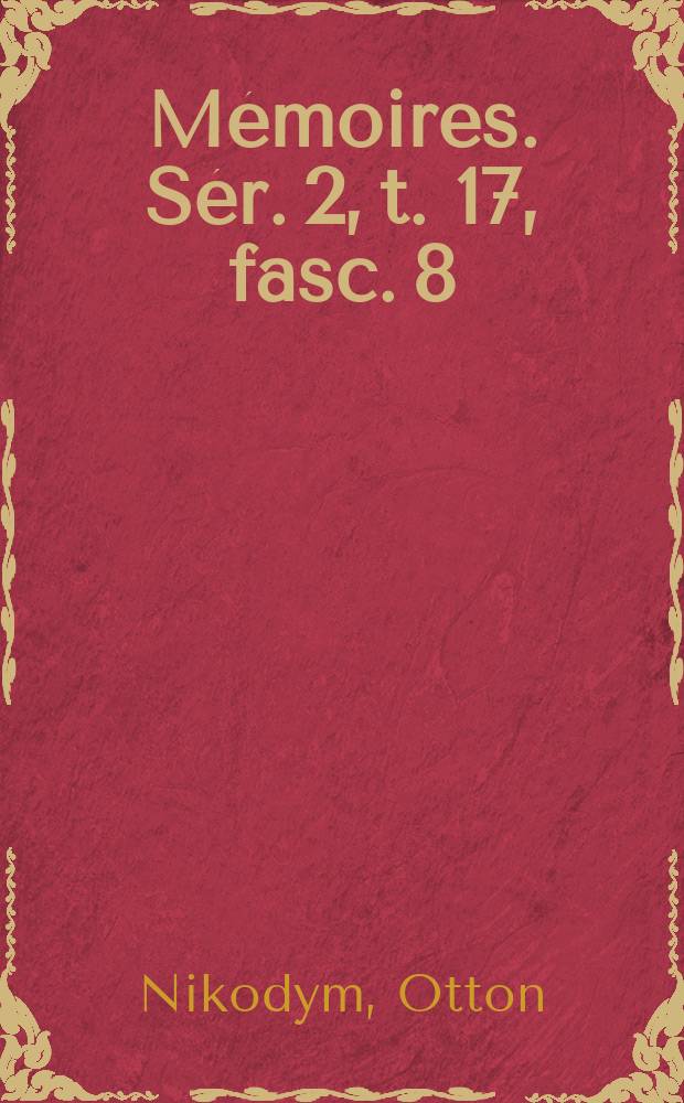 M&eacute;moires. S&eacute;r. 2, t. 17, fasc. 8 : Sur l'existence d'une mesure parfaitement additive et non s&eacute;parable