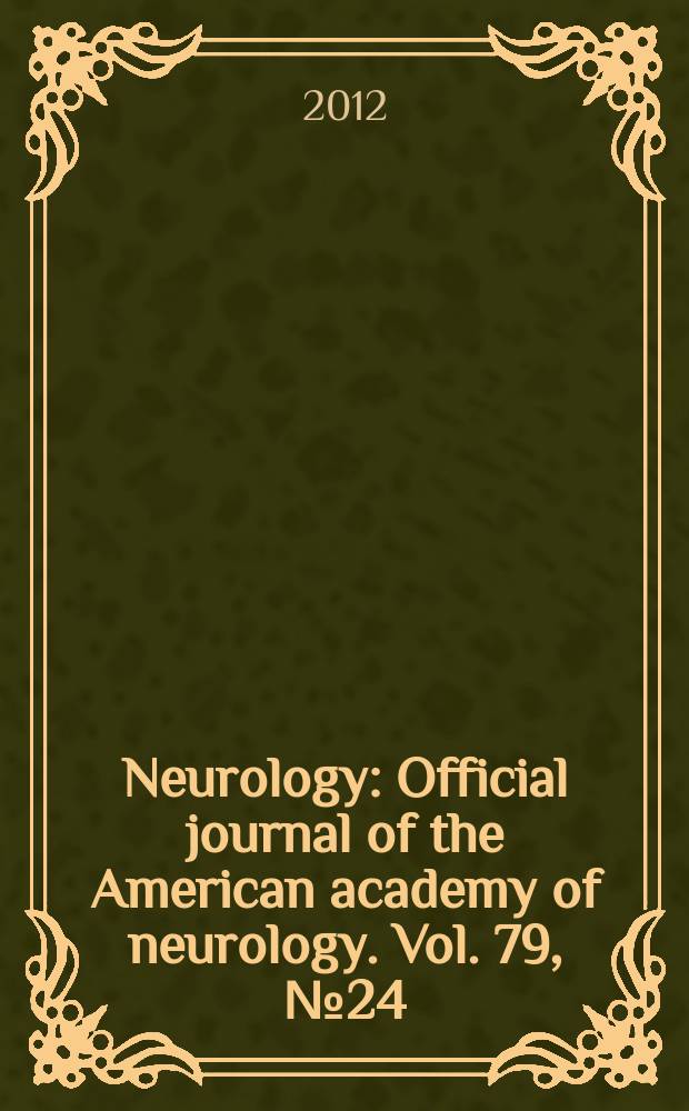 Neurology : Official journal of the American academy of neurology. Vol. 79, № 24