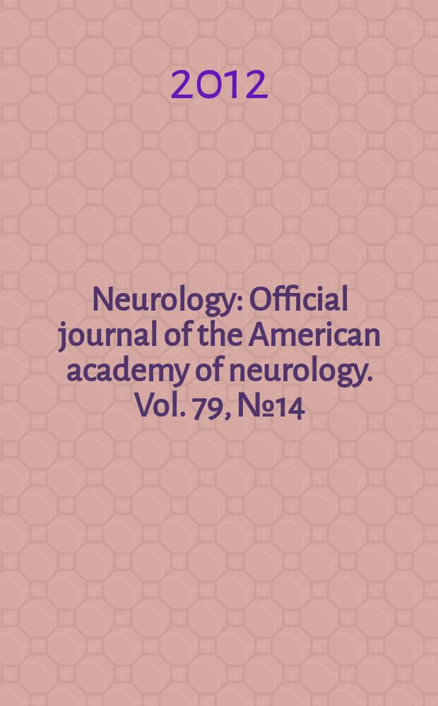 Neurology : Official journal of the American academy of neurology. Vol. 79, № 14