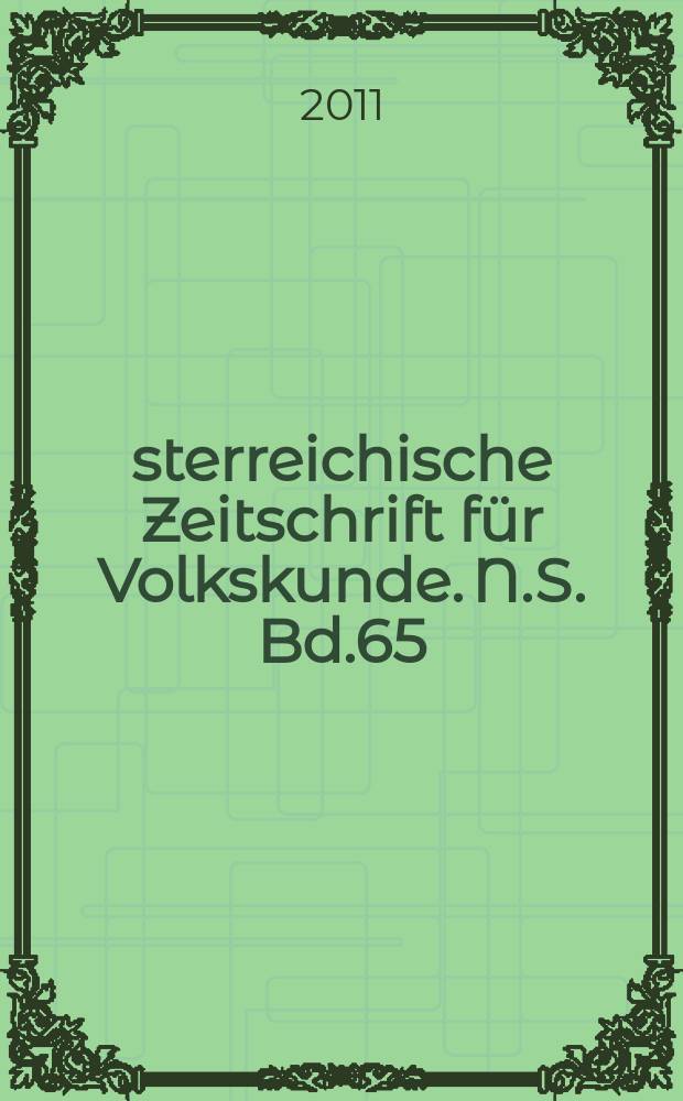 Österreichische Zeitschrift für Volkskunde. N.S. Bd.65(114), Указатель