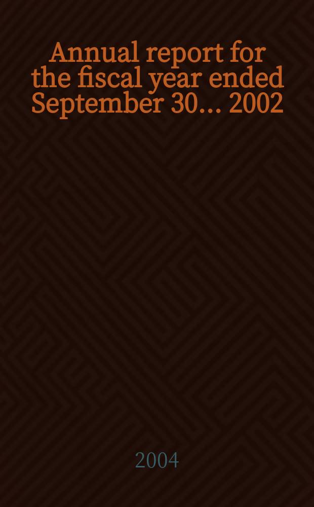 ... Annual report for the fiscal year ended September 30 ... 2002/2003