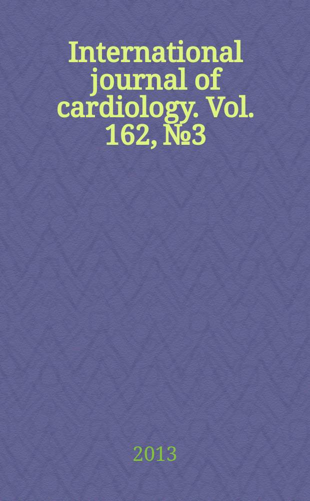 International journal of cardiology. Vol. 162, № 3