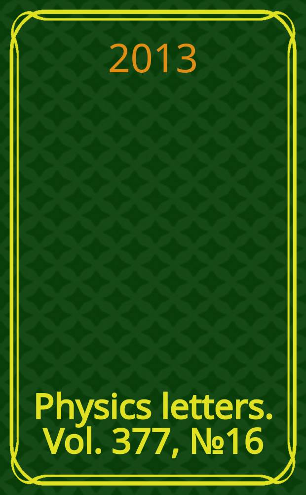 Physics letters. Vol. 377, № 16/17
