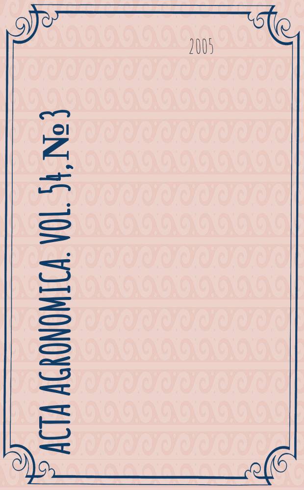 Acta agronomica. Vol. 54, № 3