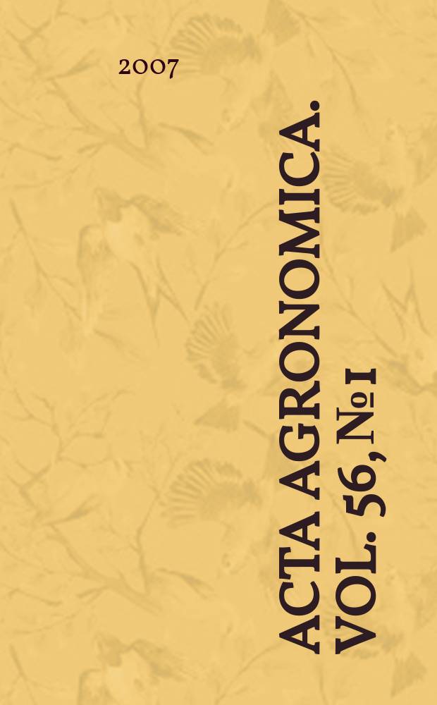 Acta agronomica. Vol. 56, № 1