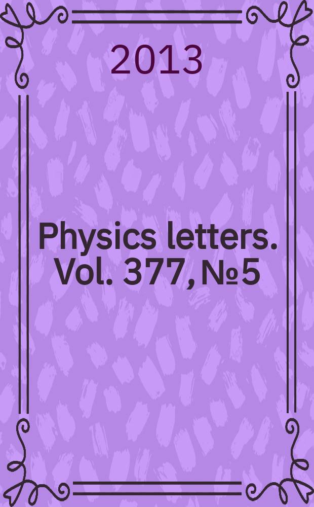 Physics letters. Vol. 377, № 5