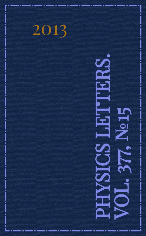 Physics letters. Vol. 377, № 15