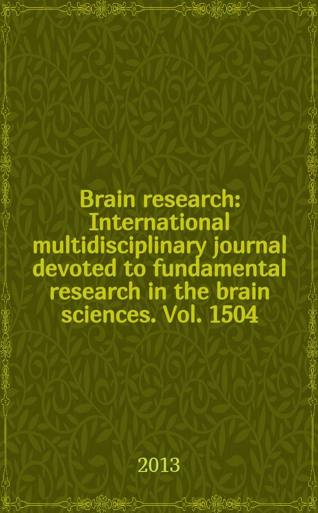 Brain research : International multidisciplinary journal devoted to fundamental research in the brain sciences. Vol. 1504